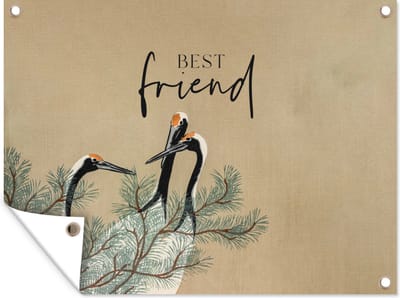 Muurdecoratie buiten Japandi - Quotes - Best friend - Beste vrienden - Spreuken - 160x120 cm - Tuindoek