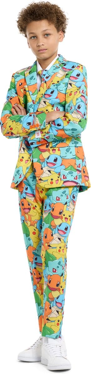 OppoSuits TEEN BOYS POKÉMON™ - Jongens Pak - Carnavalskleding - Nintendo Game Pikachu Bulbasaur Squirtle Charmander Outfit - Meerkleurig - Maat EU 146/152
