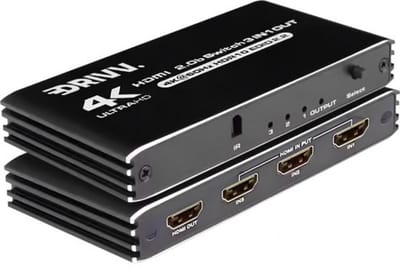 Drivv. HDMI Switch 4K @ 60Hz – 3 ingangen 1 uitgang - Inclusief Afstandsbediening - Automatisch Schakelen - Ondersteunt 720p/1080p/4K/3D - Zwart