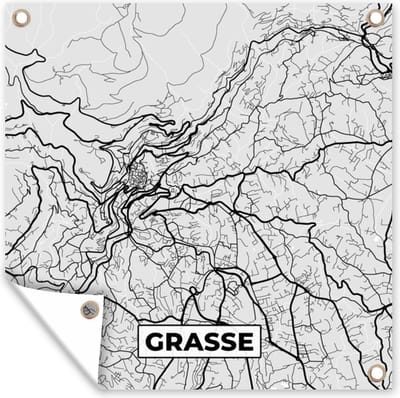 Tuin poster Kaart - Stadskaart - Grasse - Plattegrond - Frankrijk - 200x200 cm - Tuindoek