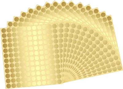 Ronde gouden stickers van 1,2 cm - 1980 stuks, zelfklevend, perfect voor decoratie en knutselen