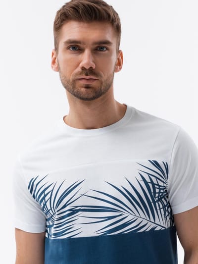 OMBRE T-shirt - Regular Fit - Katoen - Korte Mouw Donkerdenim S