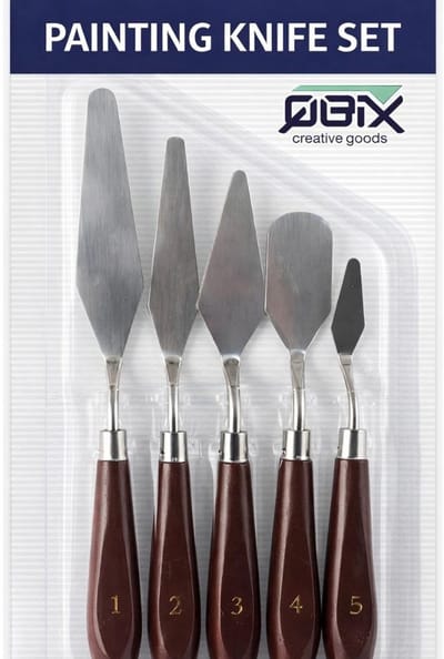 QBIX Paletmessen Set - 5 stuks metalen paletmessen voor schilderen, verf, olieverf, acrylverf, kunst & hobby