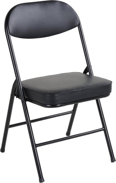 Wishdor - Klapstoelen Set Van 4 - Gevoerd Zitvlak En Opvouwbaar - Modern Ontwerp - Voor Thuis, Feesten En Kantoor - Staal En Kunstleer - Zwart - Draagvermogen Tot 100 Kg Per Stoel - Lichtgewicht 4,5 Kg Per Stuk