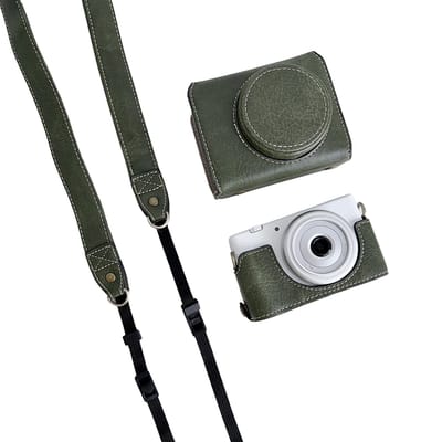 Beschermhoes voor digitale camera's PU lederen camera-opbergtas met afneembare schouderriem groen