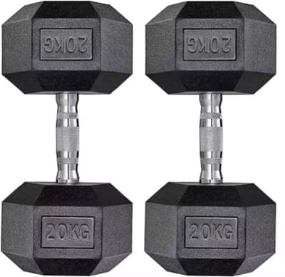 Halterset - Gewichten - Halters - Voor Krachttraining & Thuisfitness - Compacte Stalen Dumbbells van 20 kg - Set van 2