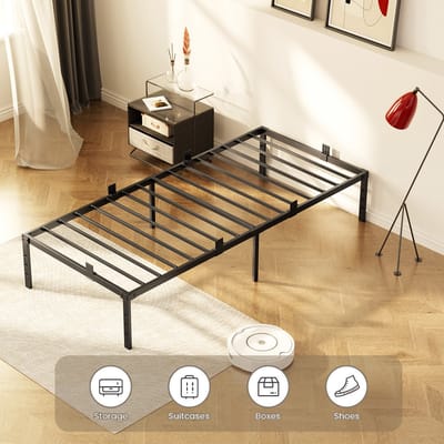 KUTAS Metalen bedframe 90x200 cm - Minimalistisch - Eenpersoonsbed - Stevig - Stil - Anti Slip - IJzeren Bed - metaal - Roestvrij - Duurzaam - Draagkracht 200 kg - Zwart