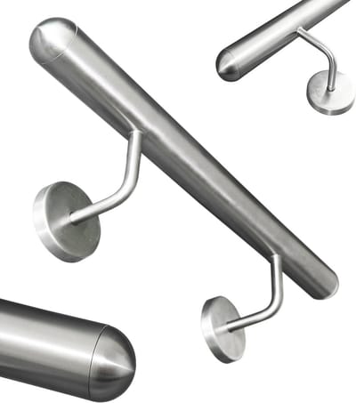 RVS Trapleuning 190 cm Inline voor Binnen en Buiten - Gepolijst Ø42,4mm