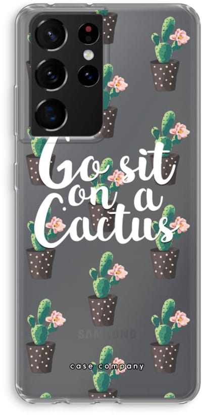 Case Company® - Hoesje geschikt voor Samsung Galaxy S21 Ultra hoesje - Cactus quote - Soft Cover Telefoonhoesje - Bescherming aan alle Kanten en Schermrand