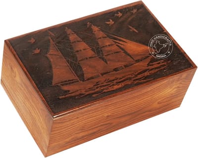 Houten Asurn met Gravure voor Menselijke As, Duurzame Kist voor Columbarium
