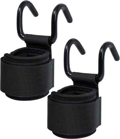 U Fit One Lifting Straps met Haak - Deadlift Straps - Padded Straps - Gewichtshefhaken - Zwart