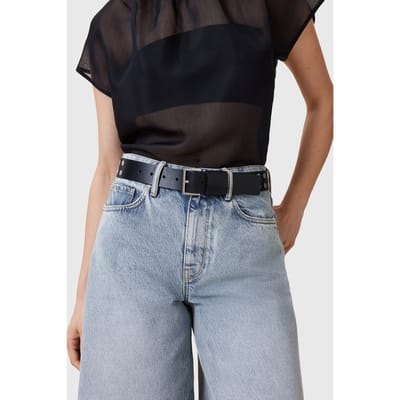 AllSaints Lillie Stud Belt Black/antq Nickel Taglia: XS | Cinture Outlet | Donna | Nero