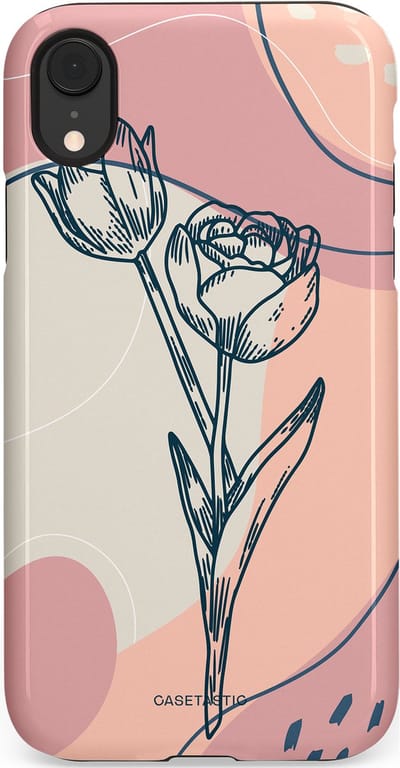 Casetastic Hoesje Geschikt voor Apple iPhone Xr - Stijlvolle Beschermende Duo-layer Case - Sierlijke tulp