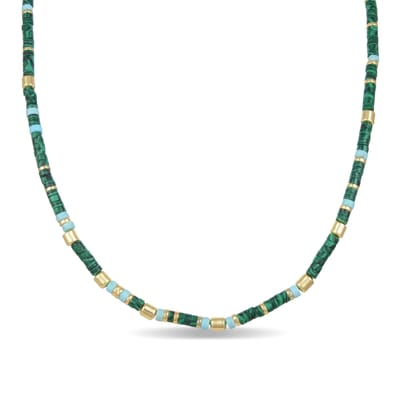 Luxent Sterling Zilver 925 collier met 18K geel vergulde Malachiet - Ihun