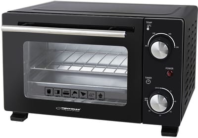 Esperanza CALZONE Mini Oven – 10 Liter – 800W – Compacte Elektrische Oven met Timer – Inclusief Bakplaat & Grillrooster – Zwart