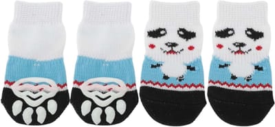 Antislip hondensokken met panda-patroon voor pootbescherming, tractie en comfort voor huisdieren, 1 set (4 stuks), klein