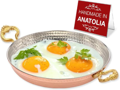 Traditionele Ottomaanse Stijl Handgemaakte Koekenpan van Koper | Authentiek Kookgerei voor een Perfecte Omelet