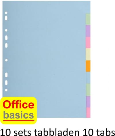 10 x Office Basics Tabbladen - 10 tabs - karton - beschrijfbaar