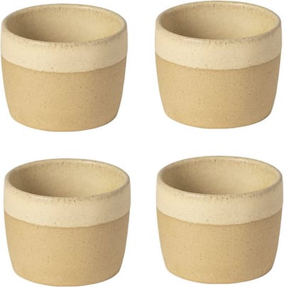 Costa Nova koffiekopje kop Arenito Zand Geel set van 4 handgemaakt in Portugal 20 CL H 6.6 CM