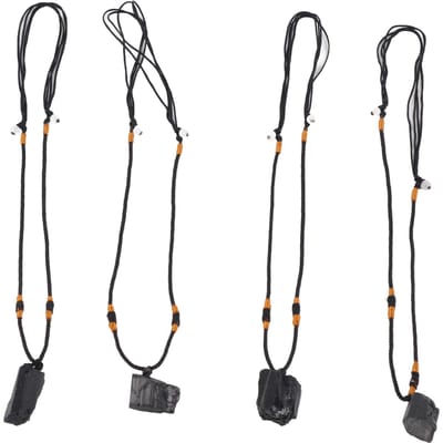 4 stuks toermalijn hanger ketting trui ketting verstelbaar koord stoffen accessoire black