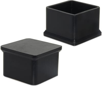 16x Zwarte Vierkante Siliconen Stoeldoppen - Vloerbeschermers voor Meubels 38x38 mm