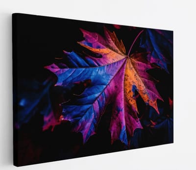 Saammp Canvas Schilderij - Gekleurd Blad - Bloemen - Natuur - 45x30 - Foto op canvas - Wanddecoratie - Muurdecoratie Woonkamer - Slaapkamer decoratie - Canvas Print