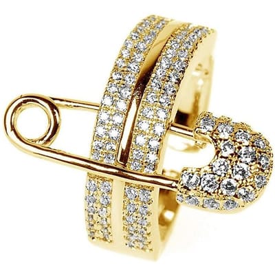 Paperclip zirkoonstijl ring straat hiphopstijl koppelring zoet en romantisch Valentijnsdag cadeau 6 beige