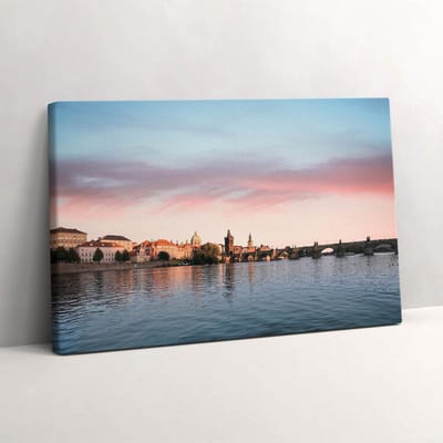 Wallfluent Foto Op Canvas Karelsbrug in Praag - 30 x 20 cm - Blauw Schilderijen Op Canvas Doek - Fotografie Canvas Doek Foto - Natuur Print Van Doek - Fotografie Canvas Schilderij