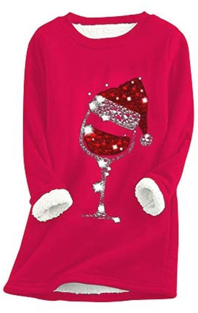 Dames Gevoerde Fleece Trui met Lange Mouwen voor Thuis - Ronde Hals - Ideaal voor Kerst