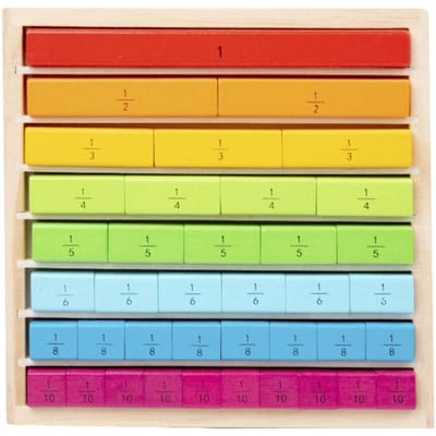 Houten Montessori-leermiddelen, wiskundespeelgoed, kleurfractiestokken, kleuterschool, vroegschoolse educatie, leerzaam educatief speelgoed voor kinderen red