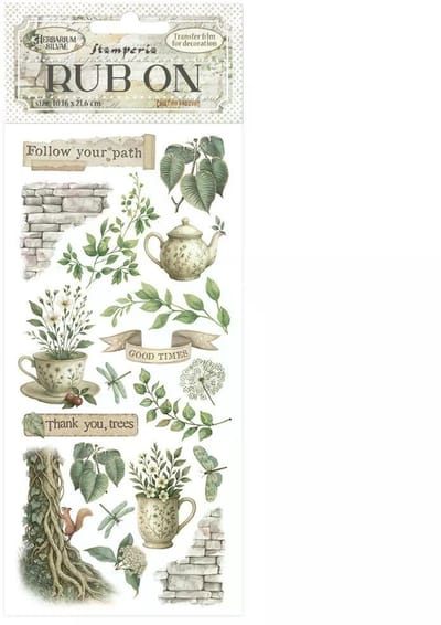 Stamperia - Herbarium Silvae Rub-On 4x8,5 Inch Tea Time (DFLRB208)