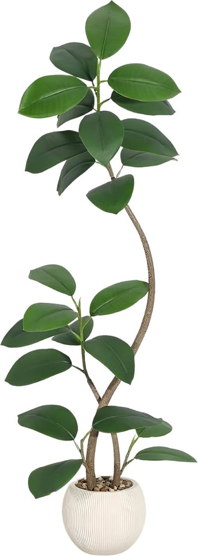 Kunstmatige Rubberboom - Voor Home & Binnen - Faux Fiddle Leaf Vijgenboom, Tropische Grote Vloerplant - Real Touch - Groen-150cm