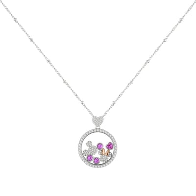 Mickey & Minnie Floating Stone Necklace