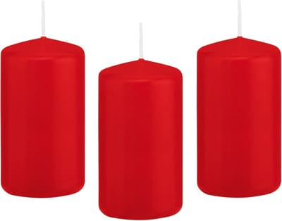 Trend Candles Cilinderkaars/stompkaars - 8x - rood - 6 x 12 cm - 40 branduren - met brandvertragende folie