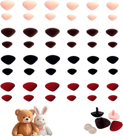 Dailygoods- Veiligheidsneuzen 48 Stuks - Kunststof Neuzen - Flocking - 4 Maten - Sluitringen - Voor Pluche Poppen - Knuffelneuzen