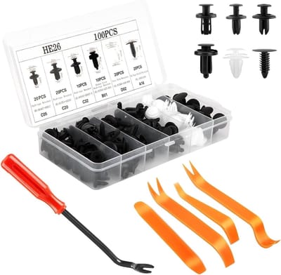 Universele Autoclips - Bevestigingsclips Set - Auto Reparatie - Inclusief Demontage Gereedschap - 100 Stuks - Multicolor