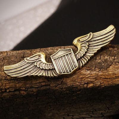 Punk Retro Messing Luchtmacht van de Verenigde Staten Vliegend Insigne Logo Adelaar Vleugel Raket Schroef Klinknagel Knop Doe-het-zelf Leren Tas Portemonnee Kleding