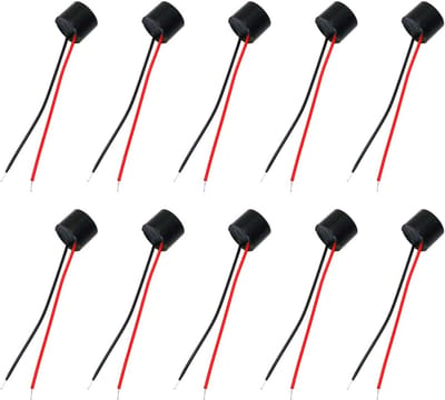 Actieve Zoemer - Alarm Geluid - Elektronisch Project - 12V Bedrade Connector - 9mm Diameter - Zwart