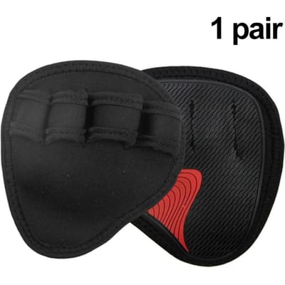 Paire de protège-paumes pour gants de fitness et haltérophilie, demi-doigts, coussinets de préhension pour haltères noir