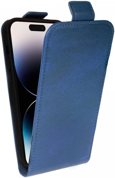 Rosso Element Verticale Flip Case Geschikt voor Apple iPhone 14 Pro | Portemonnee Book Case | Hoesje met Pasjeshouder | Magneetsluiting | Twee Pasjes | Blauw