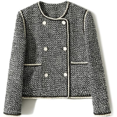 Tempérament Boutonnage Croisé Style Occidental Vêtements d'Automne Nouveau Manteau Petite Fragrance Femme 2XL gray