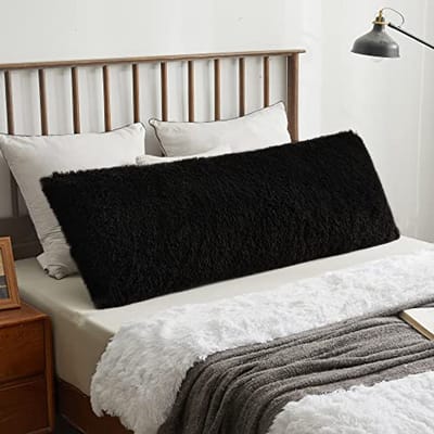 Grote Fluffy Body Pillowcase 20x54cm - Decoratieve Kussenhoes voor Slaapkamer en Bank - Zwart
