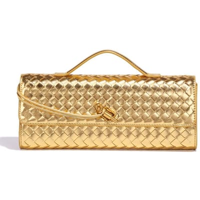 Gepersonaliseerde en High-end Geweven Diner Tas, Elegante Handgedragen Schoudertas voor Dames, Vintage Horizontale Baguette Tas, Casual Crossbody Tas beige