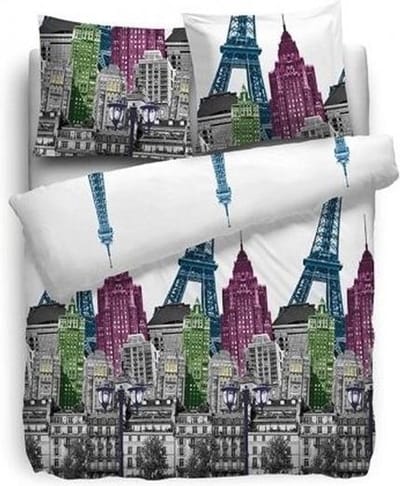 HNL Pure Cotton City Life Dekbedovertrek - Tweepersoons - 200x200/220 cm - Multi