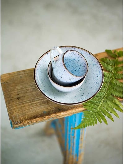 Cosy & Trendy Koffiemokken Tessa Blue 6-delig 200 ml Aardewerk – Met Bruine Rand – Vaatwasser- & Magnetronbestendig
