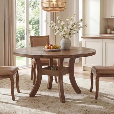 Tribesigns Massief houten Ronde Eettafel voor 4-6 personen -120 x 120 x 75 cm - Industrieel Keukentafel - Houten Eettafel voor Eetkamer - Bruin