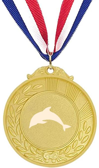 Akyol - dolfijn medaille goudkleuring - Dolfijn - dierenliefhebber - dieren vriend - oceaan - leuk cadeau voor iemand die van dolfijnen houd