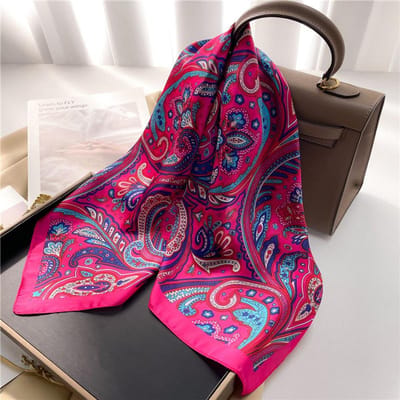 Bohemian Paisleydruk Dames Zijde Satijn Haar Sjaals 70cm Vierkante Hoofddoek Ontwerper Sjaal Hoofdband Sjaal Bandana 70x70cm blue