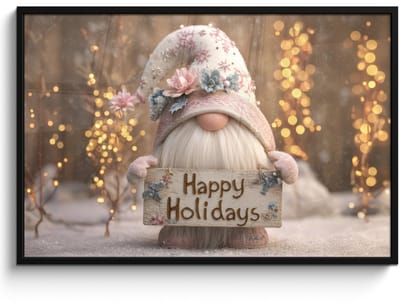Poster in lijst - Fotolijst 120x80 cm - Posters - Kerst - Gnome - Bord - Kleurrijk - Posterlijst zwart - Decoratie - Wanddecoratie woonkamer - Muurdecoratie slaapkamer - Kerstversiering - Kerstdecoratie voor binnen - Kerstmis