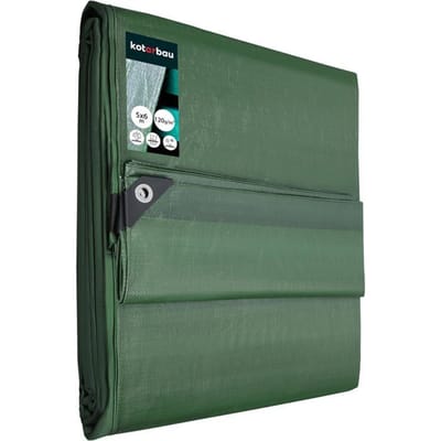 KOTARBAU® Afdekzeil - Polyethyleen - 5x6 m - Olijfgroen - 110 g/m² - Waterdicht - Zeil Afdekking - Beschermzeil voor Meubels - Afdekzeil uv-bestendig